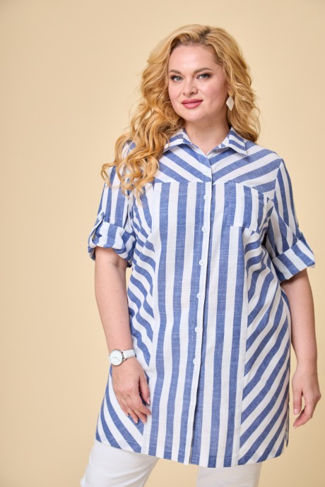 Рубашка БелЭльСтиль 261 синяя полоска размер 50-60 #3