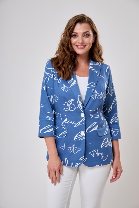 Жакет (пиджак) БелЭльСтиль 203 синий дизайн размер 42-62 #2