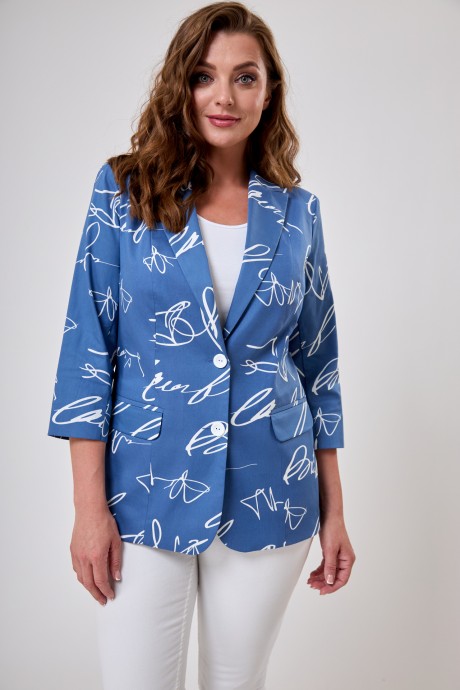 Жакет (пиджак) БелЭльСтиль 203 синий дизайн размер 42-62 #4