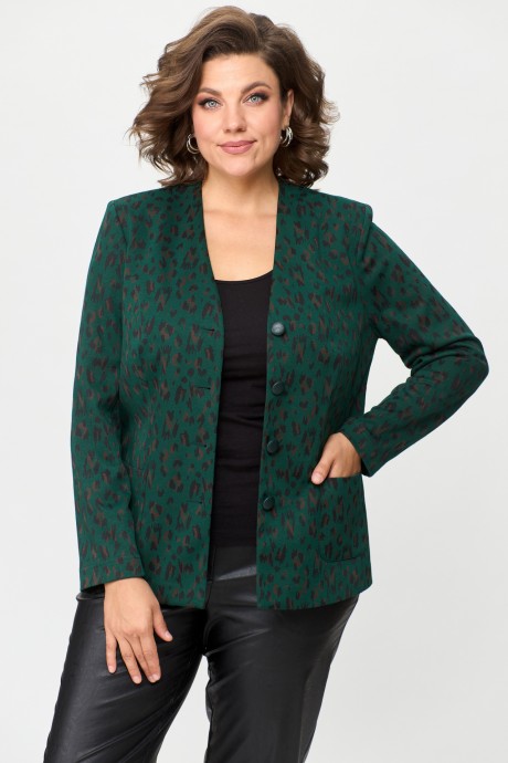 Жакет (пиджак) БелЭльСтиль 849 зеленый+леопард размер 46-62 #2