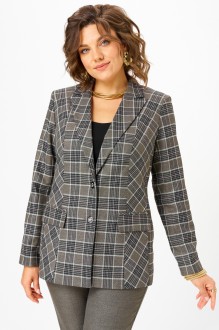 Жакет (пиджак) БелЭльСтиль 412 клетка коричневая #1