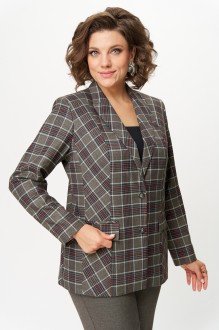 Жакет (пиджак) БелЭльСтиль 412 серо-коричневая клетка
