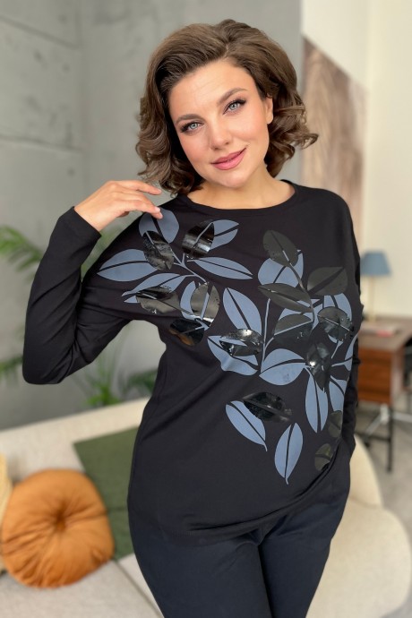 Джемпер (кофта) Rumoda 2145 черный, длинный рукав размер 46-48 #3