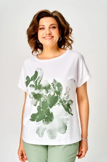 Футболка Rumoda 2259 белая, зеленая