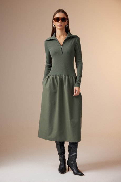 Платье N.O.W. 1621 хаки размер 42-52 #1