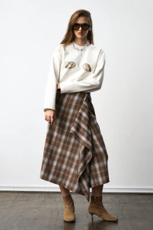 Юбка Milmil 1301 принт клетка, коричневый