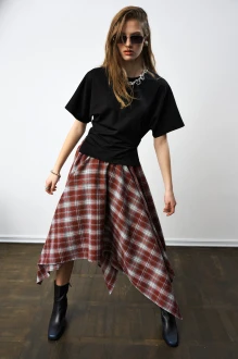 Юбка Milmil 1302 принт клетка, бордовый