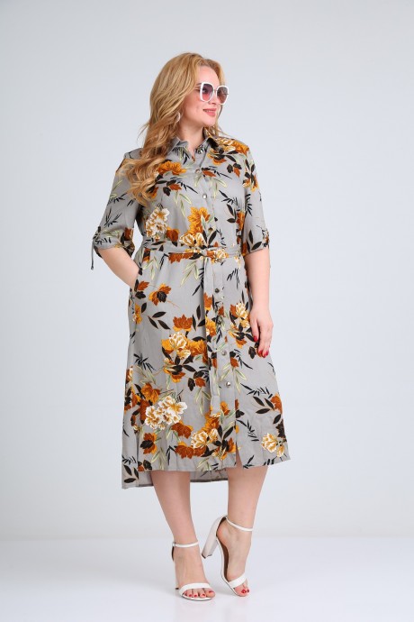 Платье Mamma Moda 702 серый с цветами размер 52-64 #6