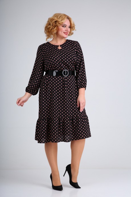 Платье Mamma Moda 71/1 черный в розовый горох размер 50-60 #1