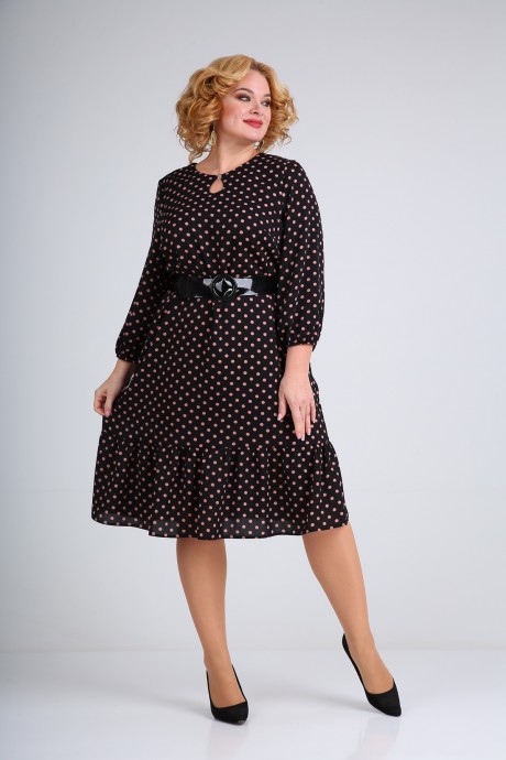 Платье Mamma Moda 71/1 черный в розовый горох размер 50-60 #2