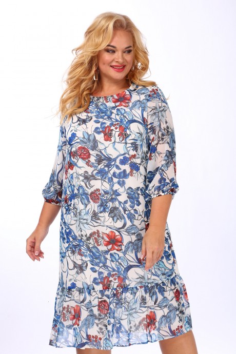 Платье Mamma Moda 731 белый с голубыми цветами размер 48-58 #3