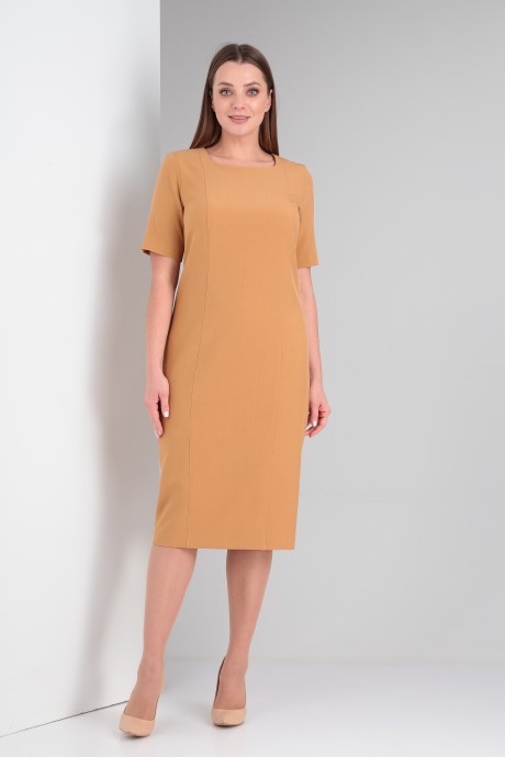 Платье Vilena Fashion 750 гусиная лапка+карамель размер 48-52 #4