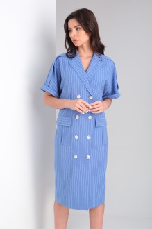 Платье Vilena Fashion 812 голубой в полоску #1