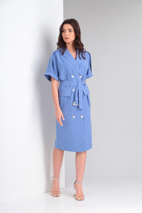 Платье Vilena Fashion 812 голубой в полоску размер 46-50 #5