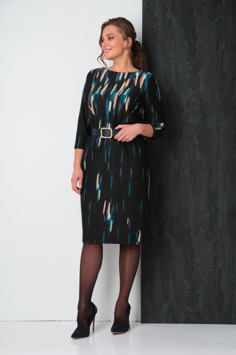 Платье Vilena Fashion 818 черный/бирюза размер 48-52 #1
