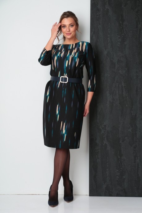 Платье Vilena Fashion 818 черный/бирюза размер 48-52 #3