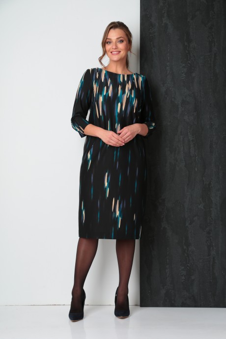 Платье Vilena Fashion 818 черный/бирюза размер 48-52 #4