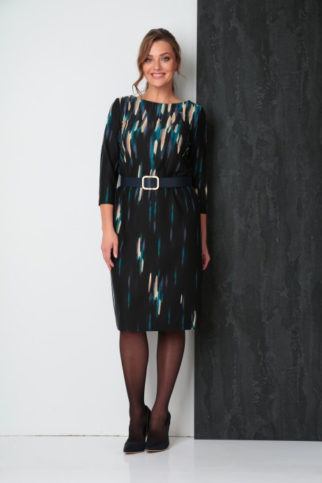Платье Vilena Fashion 818 черный/бирюза размер 48-52 #9