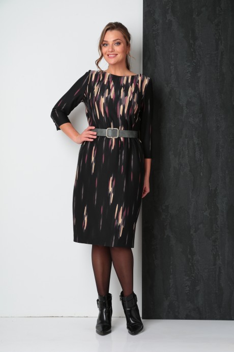 Платье Vilena Fashion 818 черный/розовый размер 48-52 #1