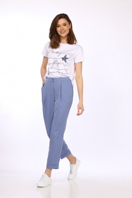 Костюм/комплект Vilena Fashion 814 двойка белый, светлый джинс размер 46-50 #2