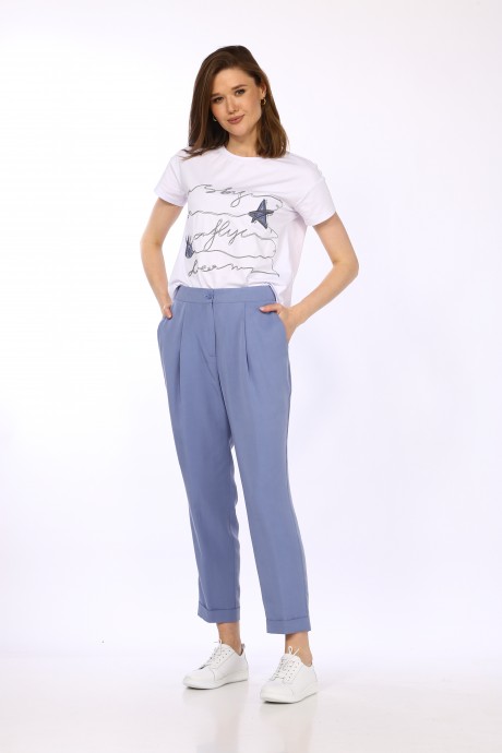 Костюм/комплект Vilena Fashion 814 двойка белый, светлый джинс размер 46-50 #3