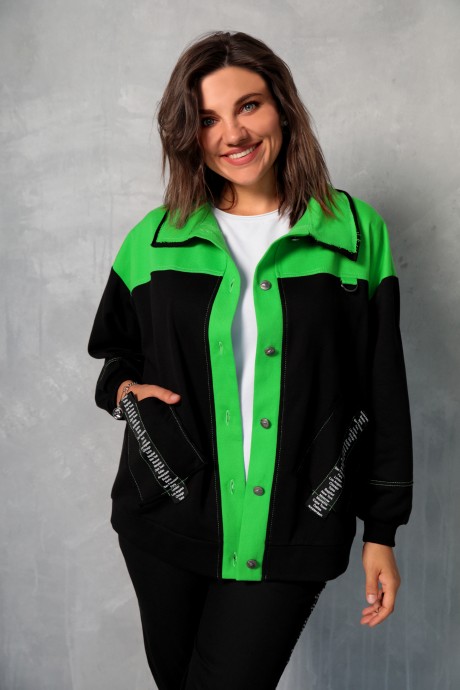 Жакет (пиджак) BegiModa 2006 черный, зеленый размер 48-62 #1