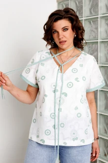 Блузка BegiModa 4164 шалфей, белый