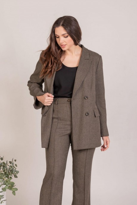 Жакет (пиджак) MisLana 712 серо-коричневая елочка размер 44-50 #1