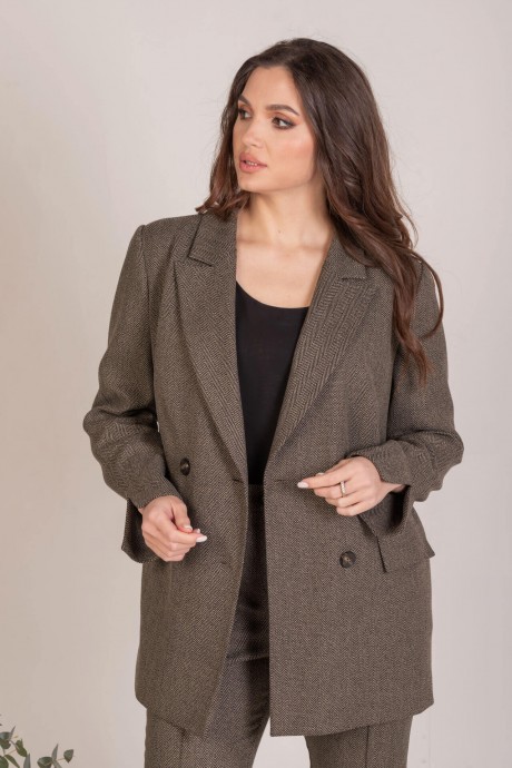 Жакет (пиджак) MisLana 712 серо-коричневая елочка размер 44-50 #2