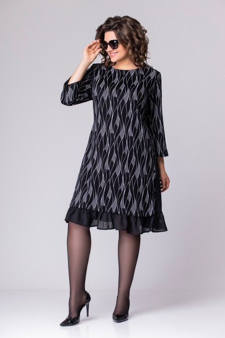 Вечернее платье EVA GRANT 1004 черный с принтом размер 48-58 #1