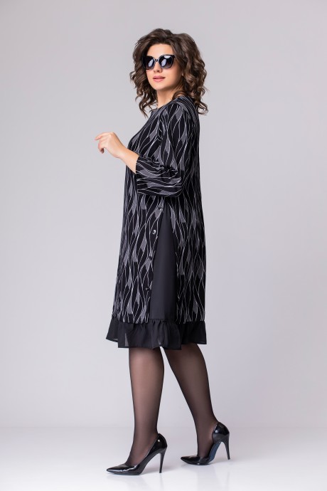 Вечернее платье EVA GRANT 1004 черный с принтом размер 48-58 #2