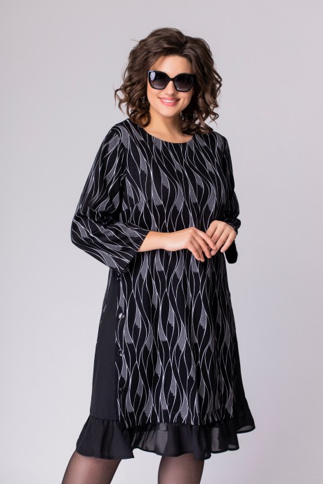 Вечернее платье EVA GRANT 1004 черный с принтом размер 48-58 #3