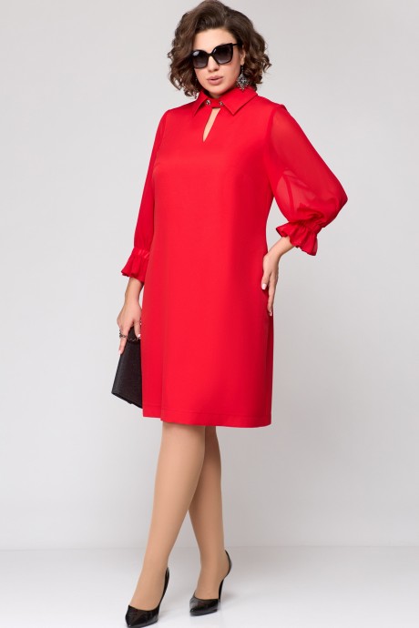 Платье EVA GRANT 7185 красный размер 48-58 #5