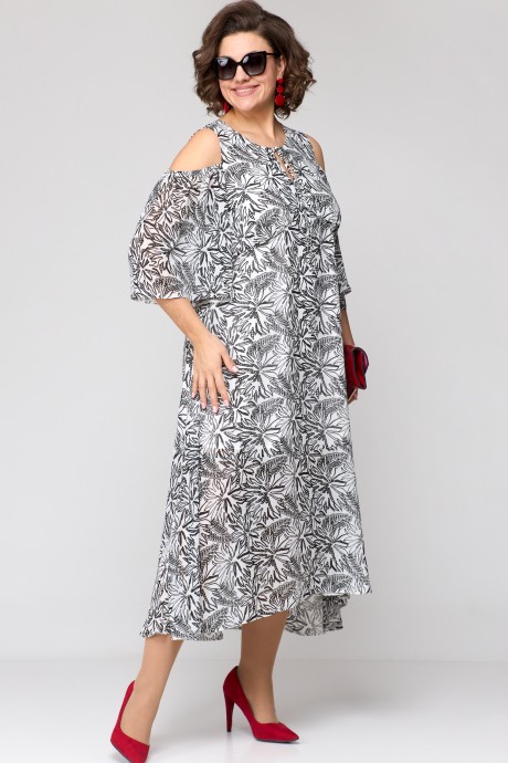 Платье EVA GRANT 7234 бело-серый принт размер 50-60 #5