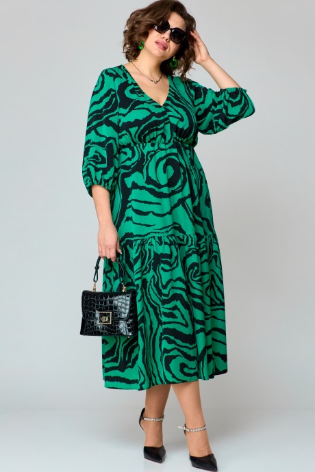 Платье EVA GRANT 7235 зелень принт размер 50-60 #2