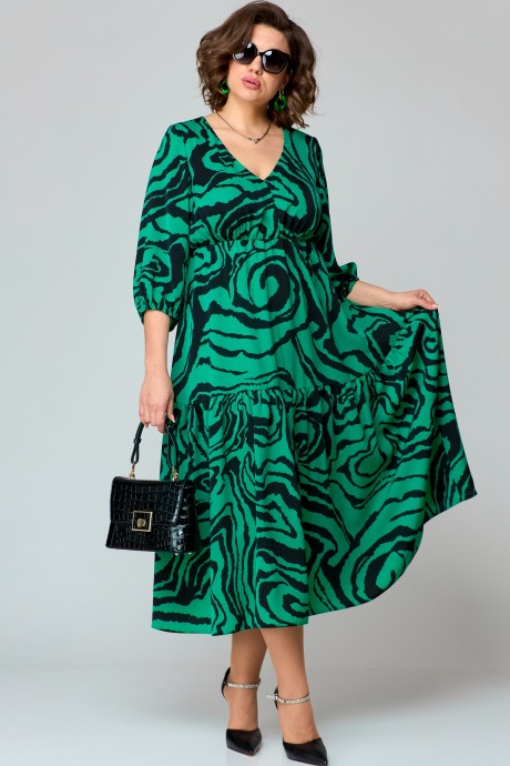 Платье EVA GRANT 7235 зелень принт размер 50-60 #4