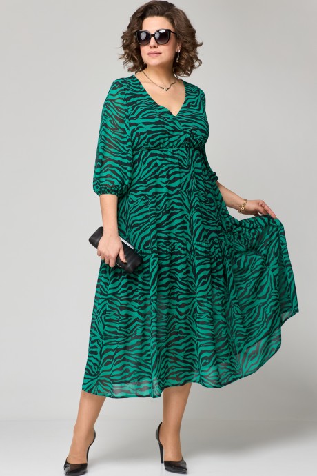 Платье EVA GRANT 7210 принт зелень размер 50-60 #2