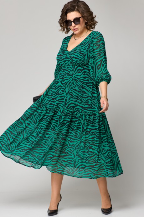 Платье EVA GRANT 7210 принт зелень размер 50-60 #3