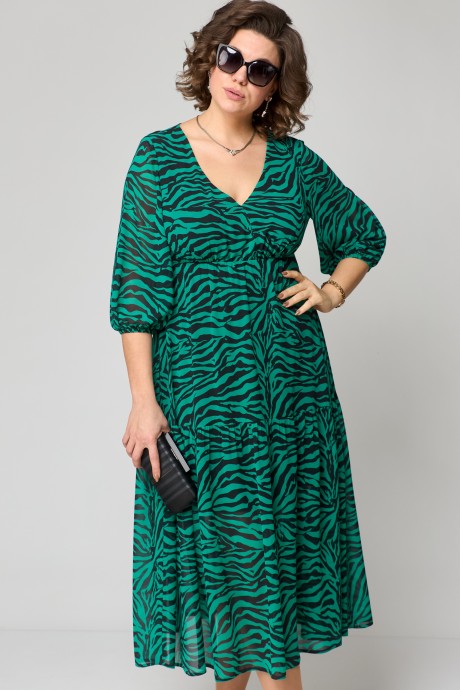 Платье EVA GRANT 7210 принт зелень размер 50-60 #4