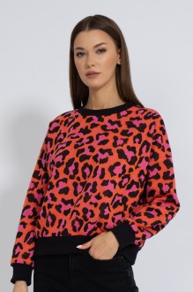 Джемпер (кофта) KIVVIWEAR 4123 01 Леопард оранжево- розовый #1