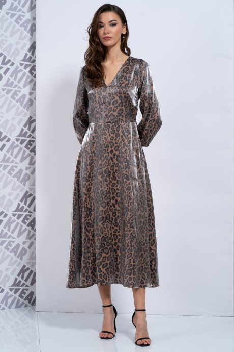 Платье KIVVIWEAR 4162 01 коричневый леопард размер 42-52 #1