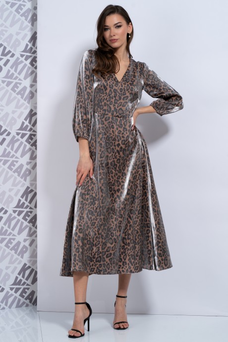 Платье KIVVIWEAR 4162 01 коричневый леопард размер 42-52 #3