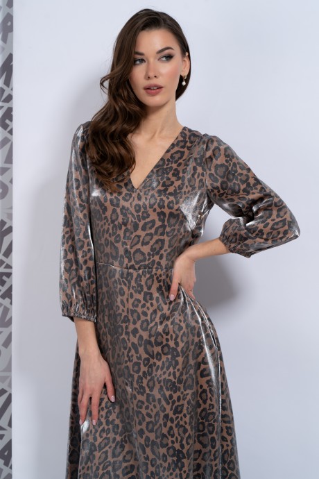 Платье KIVVIWEAR 4162 01 коричневый леопард размер 42-52 #5
