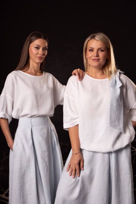 Блузка KIVVIWEAR 4316 09 белый, голубой размер 42-56 #2