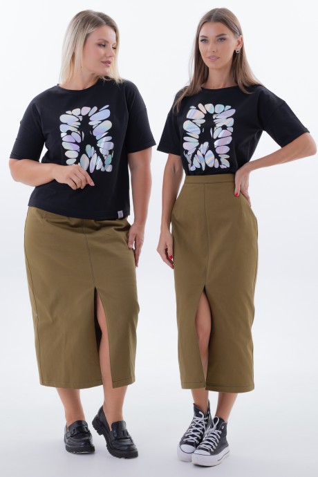 Юбка KIVVIWEAR 4338 02 хаки размер 42-58 #5