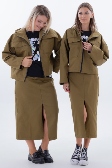 Юбка KIVVIWEAR 4338 02 хаки размер 42-58 #7