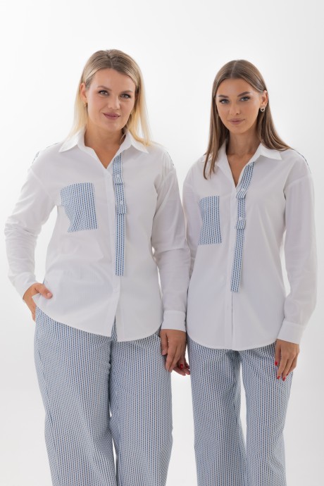 Блузка KIVVIWEAR 4340 01 белый, синий размер 42-58 #5