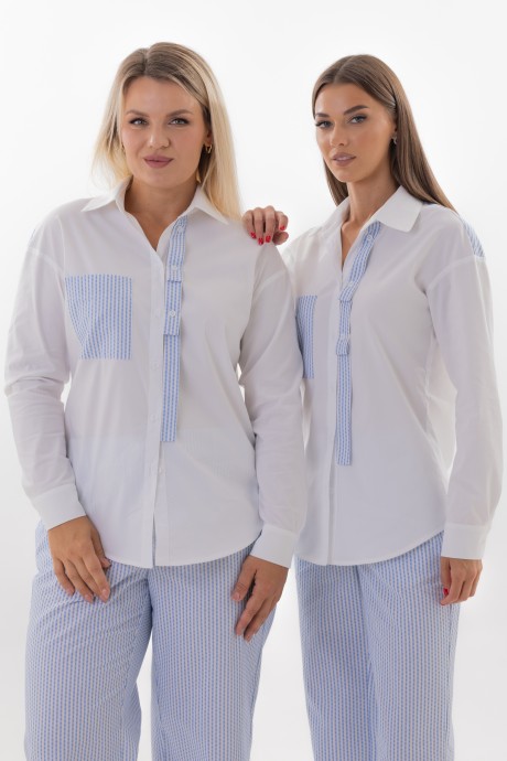 Блузка KIVVIWEAR 4340 03 белый, голубой размер 42-58 #4