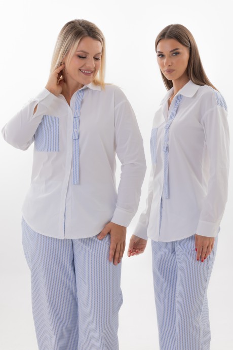 Блузка KIVVIWEAR 4340 03 белый, голубой размер 42-58 #5