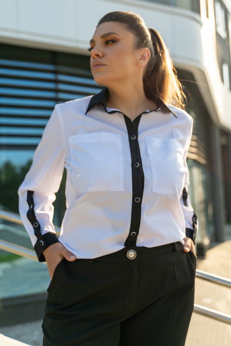 Рубашка ANDINA 117 белый+черный размер 48-58 #2